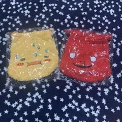 しずくちゃん顔巾着ポーチ２点セット（イエロー＆レッド）