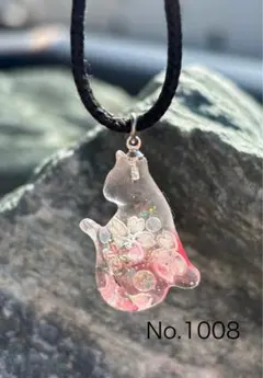 レジンネックレスNo.1008 桜の猫　満開　ピンク　かわいい　キラキラ　桜　春