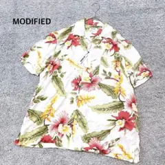 ⭐️新品タグ付き【モディファイド】花柄アロハシャツ レーヨン100 ホワイト