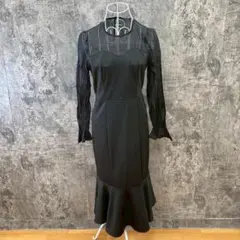 ✨WHITE TEA✨長袖ロングワンピース♡シースルー♡マーメイドヘム♡ブラック