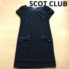 SCOT CLUB リボン装飾 総レース 半袖 ワンピース