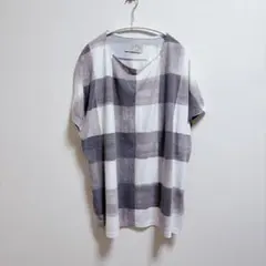 美品✨ビアズリー リネンチェック コンビカットソー 異素材ドルマン