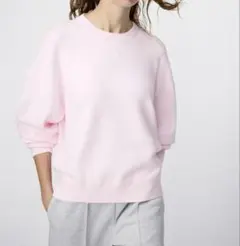 スムースコットンクルーネックセーター　L ピンク
