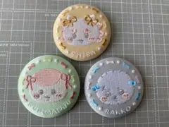 ちいかわ刺繍缶バッジビスケット2　シーサー　ラッコ　くりまんじゅう　3点セット