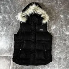 00s【archive】中綿ベスト/Y2K/ギャル男/お兄系/ファー/ブラック