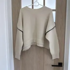 ローリーズファーム　アイボリー クロップドニットセーター　1