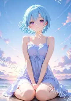 AI美少女 イラスト A4 高精細 光沢紙 アニメ風ポスター No．349
