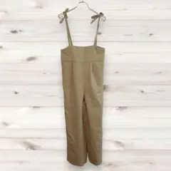 O0582【プードゥドゥ】サロペット（M）カジュアルパンツ リボン ワイド 肩紐