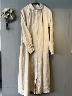 無印良品　フレンチリネン長袖ワンピース
