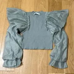 【大人気美品】ZARA ザラ トップス クロップド丈 パフスリーブ