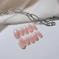 ネイルチップ 春ネイル ベイビーブーマー ミラーネイル ピンク