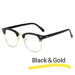 サングラス　トムフォード型　伊達メガネ　サーモントブロー　ブラックゴールド