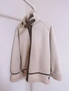 平成 森ガール レトロ ムートン風ジャケット クリーム色