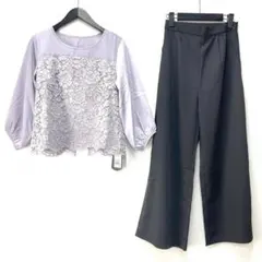DRESS PLUS パンツドレス セットアップ ブラック グレー Lサイズ