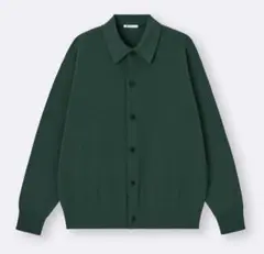 新品 GU ミラノリブポロカーディガン (ダークグリーン)