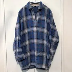 ユニクロ フランネル チェックシャツ ブルー