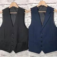 極美品■SUIT SELECT リバーシブル ジレベスト ブラック×ネイビー