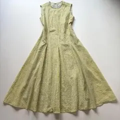 ＊美品【ランバンオンブルー】ワンピース　ギンガムチェック　ロング　38 Aライン