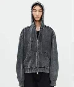 LMOOD ニットパーカー チャコール 46サイズ