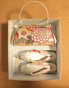 岩佐謹製 振袖用 バッグ 草履 セット ゴールド系 京都西陣帯地