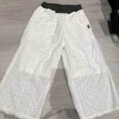 キッズ レース ロングパンツ ホワイトのサムネイル