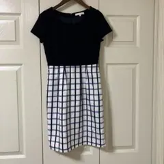 PROPORTION チェック柄 半袖ワンピース サイズ2 ネイビー　チェック柄