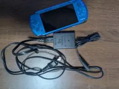 PSP3000 ブルー 本体 アダプター みんゴル2 メモリーカード 中古品