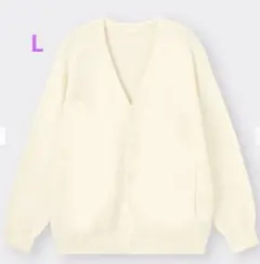 美品＊GU ウォッシャブルカーディガン L オフホワイト＊