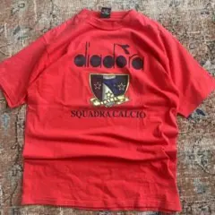 90's diadora SQUADRA CALCIO Tシャツ Lサイズ 赤のサムネイル