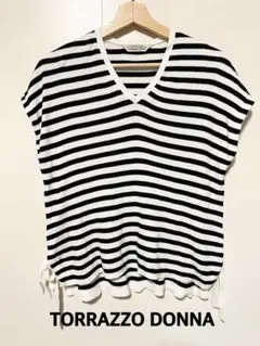TORRAZZO DONNA ボーダー Vネック 半袖トップス　　リブトップスのサムネイル