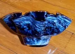 白と紫のマーブル模様フラワーベース 手作り花瓶 昭和レトロ