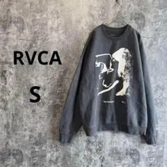 a4209【RVCA】裏起毛スウェット プリント 刺繍 チャコールグレー S