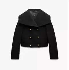 ザラ ZARA ダブルブレストジャケット ショートコート ウール混紡ジャケット