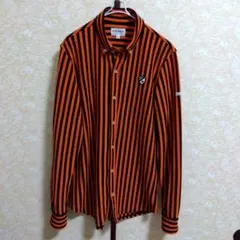 Jack Bunny!! メンズシャツ サイズ5(L)オレンジ・黒ストライプ