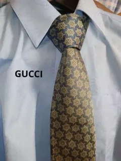 ま*様 ★超美品★GUCCI グッチ メタルブルー系 ネクタイ シルク100%