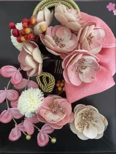 ピンクの花飾り 和装小物