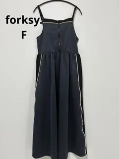 forksy. フォルクシー 配色 キャミワンピース ネイビー ブラック F