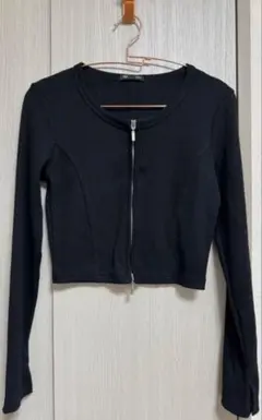 GU リブダブルジップカーディガン　ブラック　Sサイズ