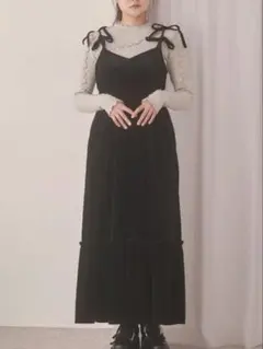 merry jenny アシメribbonベロアワンピース