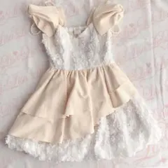 LIZLISA パーティー　ワンピース　アイボリー　リボン　パール