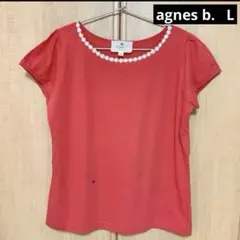 agnes b. Tシャツ　濃いめのサーモンピンク　サイズL 訳あり