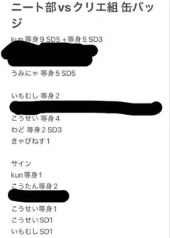 ニート部vsクリエ組 天使vs悪魔 pus缶バッジまとめ売り ニート部vsクリエ組 天使vs悪魔 pus缶バッジまとめ売り - メルカリ