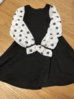 RaBerry 黒白水玉長袖ワンピース 130