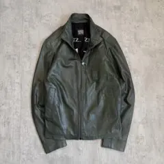 短丈 本革 レザージャケット　オリーブ　アメカジ シティーボーイ　ライダース