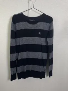 バーバリーブラックレーベル　ブラックボーダーニットカットソーサイズ2