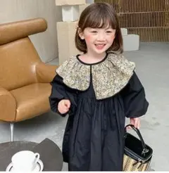 子供服 キッズ ロング丈 長袖 ワンピース 女の子 薄手 韓国 無地H