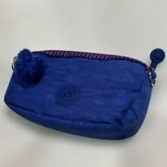 Kipling ブルー　ポーチ ブギーモンキーチャーム付き