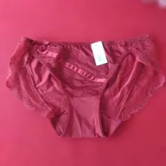 エメフィール 　Lサイズ 　サテンカシュクールレース プレーンショーツ レッド