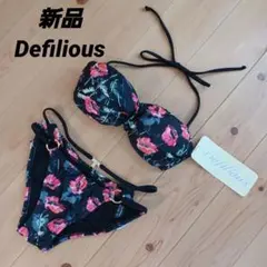 新品 Defilious ビキニ 水着 花柄 ブラック 9M デフィリアスのサムネイル