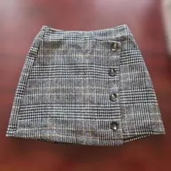 PrivatePause チェック格子柄裏地パンツミニ巻きスカート、サイズM